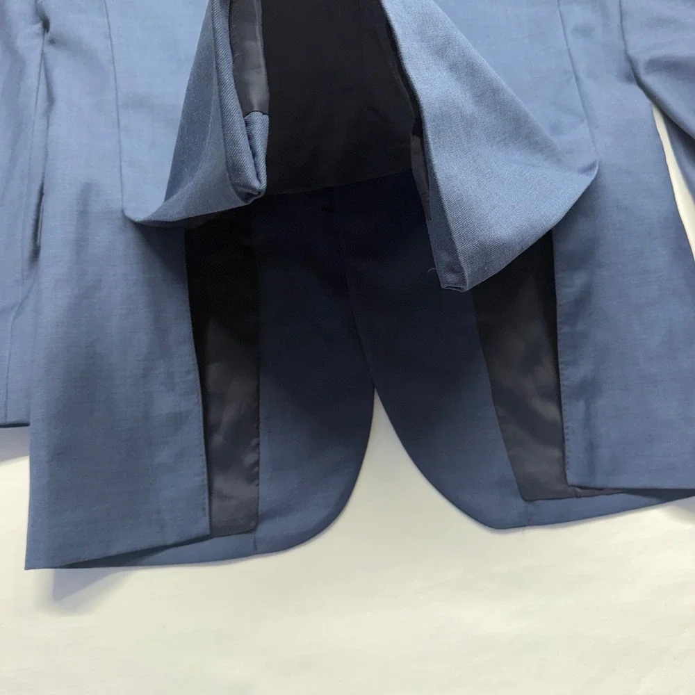 Jos A Bank Traveler Sport Coat 40XL Slim Fit Blue 100% Wool Blazer Extra Long